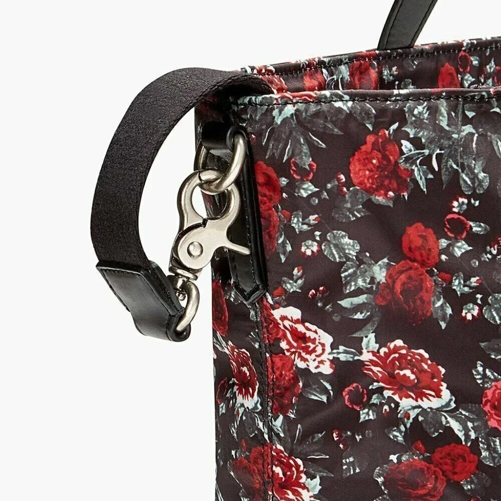 Rebecca Minkoff Baby Diaper Bag Large Black Nylon Tote w/ Floral Changing Pad